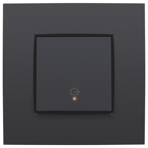 Enkelvoudige drukknop met led en comfortsensoren, symbool "woning verlaten" 