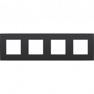 Niko 136-76400 Viervoudige afdekplaat met 71 mm centerafstand Intense Matt Black