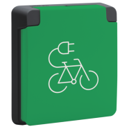 Niko 761-36875 Spuitwaterdicht fietsoplaadpunt 16 A/250 Vac met randaarde, beschermingsafsluiters en met insteekklemmen Zwart