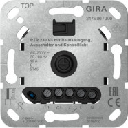 Gira 247500 System 3000 ruimtetemperatuurregelaar-basiselement 230V met relaisuitgang, uitschakelaar en controlelicht