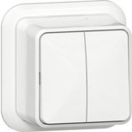 Gira 310511 Opbouw Wipschakelaar 10 AX 250 V~ met montageplaat en adapter K/P25 Serieschakelaar Zuiver wit