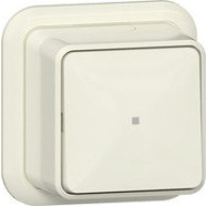 Gira 311610 Opbouw Wipcontroleschakelaar 10 AX 250 V~ met montageplaat en adapter K/P25 Universele uit-wisselschakelaar Crème wit 