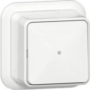 Gira 311611 Opbouw Wipcontroleschakelaar 10 AX 250 V~ met montageplaat en adapter K/P25 Universele uit-wisselschakelaar Zuiver wit 