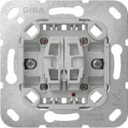 Gira 383500 Basiselement tastschakelaar 10 AX 250 V~ Serieschakelaar Zonder wip 2-voudig (zonder bevestigingsklauwen)