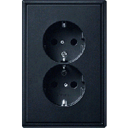 Jung LS 5015 KI SWM 2-voudige wandcontactdoos met beschermingscontact Voor anderhalve inbouwdoos met verhoogde aanrakingsveiligheid Grafietzwart ma
