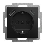 Busch-Jaeger 20 EUCB2USBAC-915 Busch-balance Busch-balance Wandcontactdoos 1xUSB-A + 1xUSB-C Zwart mat