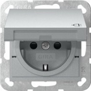 Gira 441426 Systeem 55 Wandcontactdoos met randaarde 16 A 250 V~ met klapdeksel en shutter Kleur aluminium