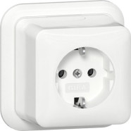 Gira 444011 Opbouw Wandcontactdoos met randaarde 16 A 250 V~ met bodemplaat en K/P-25 adapter Zuiver wit