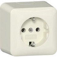 Gira 444012 Opbouw Wandcontactdoos met randaarde 16 A 250 V~ met montageplaat Crème wit 