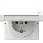 Gira 445470 F100 Wandcontactdoos met randaarde 16A 250V met klapdeksel Zuiver wit glanzend