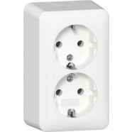 Gira 478014 Opbouw Tweevoudige wandcontactdoos met randaarde 16 A 250 V~ Zuiver wit
