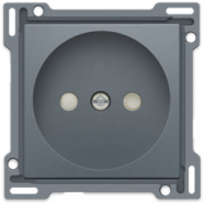 Niko 220-66501 Afwerkingsset voor stopcontact zonder aarding met kinderveiligheid, inbouwdiepte 21 mm, Alu grey coated