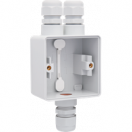 Niko 700-84162 Spuitwaterdichte opbouwdoos met één tweevoudige M20-ingang met wartel en één enkelvoudige M20-ingang met wartel voor één functie Grijs