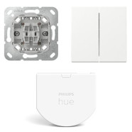 Gira Wipdrukcontact 2-voudig met Hue wandschakelaar module en Serie wippen Zuiver wit glanzend