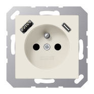 Jung A 1520 F-15 CA Wandcontactdoos Frans/Belgisch systeem en USB-laadcontactdoos type C/A Wit