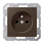Jung A 1520 FKI MO Wandcontactdoos Frans/Belgisch systeem 16 A 250 V ~ SAFETY+ A range Mokka