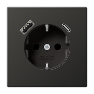 Jung AL 1520-15 CA AN Wandcontactdoos en USB-laadcontactdoos type C/A Antraciet (gelakt)