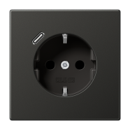 Jung AL 1520-18 C AN Wandcontactdoos en USB-laadcontactdoos type C Antraciet gelakt 