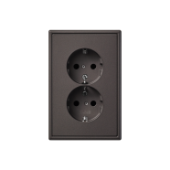 Jung AL 5015 KI D-L 2-voudige wandcontactdoos met randaarde Dark (aluminium gelakt) (anderhalve inbouwdoos)
