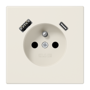 Jung LS 1520 F-15 CA Wandcontactdoos Frans/Belgisch systeem en USB-laadcontactdoos type C/A Wit