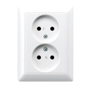 Jung AS 5010 U WW 2-voudige wandcontactdoos zonder beschermingscontact 16A 250V Voor enkele inbouwdoos Alpine wit