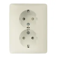 Niko 100-67865 Dubbel stopcontact met randaarde en beschermingsafsluiters Cream
