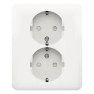 Niko 101-67865 Dubbel stopcontact met randaarde en beschermingsafsluiters White