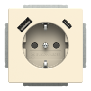 usch Jaeger 20 EUCR-82-503 Wandcontactdoos met randaarde Ivoorwit