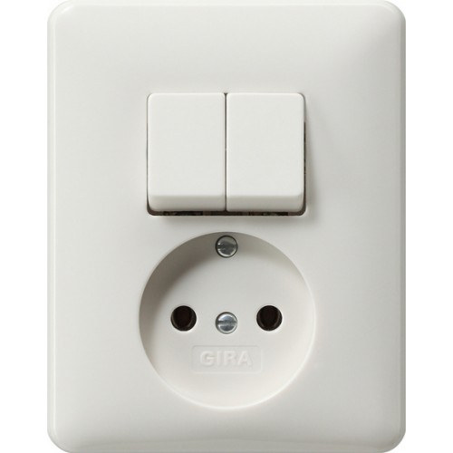 fossiel Percentage Ontdek Gira 047503 Systeem 55 Combinatie schakelaar/ wandcontactdoos zonder  aardcontact 16A 250V met enkelvoudig vast afdekraam Serieschakelaar Zuiver  wit glanzend - Goedkoper Met Schakelmateriaal