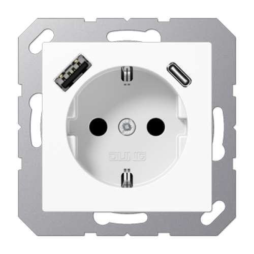 Jung A 1520-15 CA WW Wandcontactdoos en USB-laadcontactdoos type C