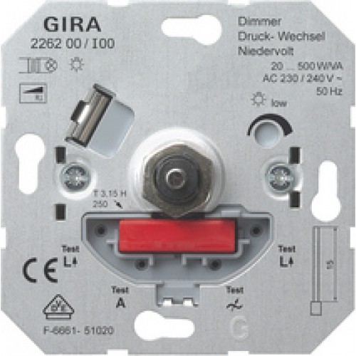 226200 Gira LV dimmer 20-500W Druk-wisselschakelaar ...
