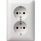 Gira 078303 Tweevoudige wandcontactdoos met randaarde 16A 250V~ met insteekklemmen, ééndelig afdekraam, kinderbeveiliging en symbool