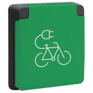 Niko 761-36875 Spuitwaterdicht fietsoplaadpunt 16 A/250 Vac met randaarde, beschermingsafsluiters en met insteekklemmen Zwart