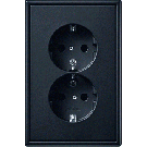 Jung LS 5015 KI SWM 2-voudige wandcontactdoos met beschermingscontact Voor anderhalve inbouwdoos met verhoogde aanrakingsveiligheid Grafietzwart ma