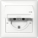 Gira 415703 Systeem 55 Wandcontactdoos met randaarde 16 A 250 V~ met klapdeksel Compleet met afdichtset IP44 en afdekraam Zuiver wit glanzend