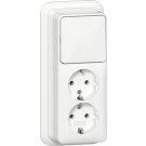 Gira 418611 Opbouw Combinatie wipschakelaar/ dubbele wandcontactdoos met randaarde 16 A 250 V~ verticaal met montageplaat en adapter K/P25K/P25 Zuiver wit 
