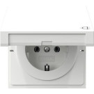 Gira 445470 F100 Wandcontactdoos met randaarde 16A 250V met klapdeksel Zuiver wit glanzend