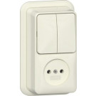 Gira 447510 Opbouw Combinatie Serieschakelaar wandcontactdoos zonder randaarde 2-polig 16 A 250 V~ met montageplaat 