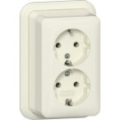 Gira 478010 Opbouw Dubbele wandcontactdoos met randaarde 16 A 250 V~ met montageplaat en adapter K/P25 Crème wit
