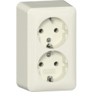 Gira 478012 Opbouw Dubbele wandcontactdoos met randaarde 16 A 250 V~ met montageplaat Crème wit