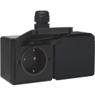 Niko 761-37848 Spuitwaterdicht dubbel horizontaal stopcontact 16 A/250 Vac met beschermingsafsluiters en voorbedraad