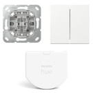 Gira Wipdrukcontact 2-voudig met Hue wandschakelaar module en Serie wippen Zuiver wit glanzend