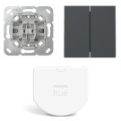 Gira Wipdrukcontact 2-voudig met Hue wandschakelaar module en Rechtstaande serie wippen Antraciet