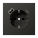 Jung AL 1520-15 CA AN Wandcontactdoos en USB-laadcontactdoos type C/A Antraciet (gelakt)