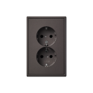 Jung AL 5015 KI D-L 2-voudige wandcontactdoos met randaarde Dark (aluminium gelakt) (anderhalve inbouwdoos)