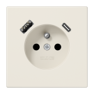Jung LS 1520 F-15 CA Wandcontactdoos Frans/Belgisch systeem en USB-laadcontactdoos type C/A Wit