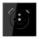 Jung LS 1520 F-15 CA SW Wandcontactdoos Frans/Belgisch systeem en USB-laadcontactdoos type C/A Zwart