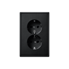 Jung AL 5015 KI AN-L 2-voudige wandcontactdoos met beschermingscontact met geïntegreerde verhoogde aanrakingsveiligheid Antraciet (gelakt aluminium) (anderhalve inbouwdoos) 