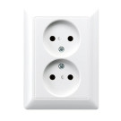 Jung AS 5010 U WW 2-voudige wandcontactdoos zonder beschermingscontact 16A 250V Voor enkele inbouwdoos Alpine wit