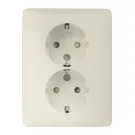 Niko 100-67865 Dubbel stopcontact met randaarde en beschermingsafsluiters Cream